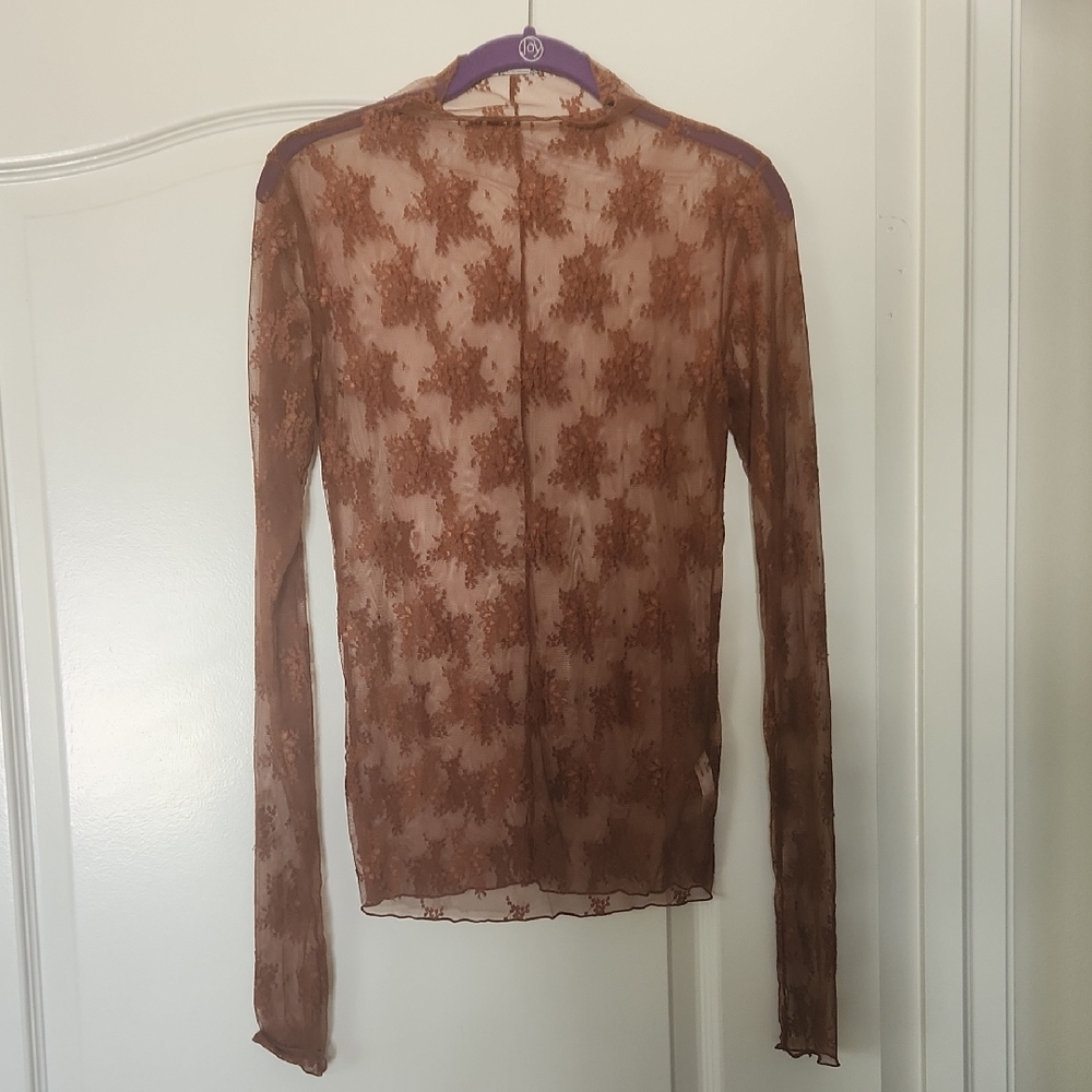 Free people long sleeved top, brown, size M